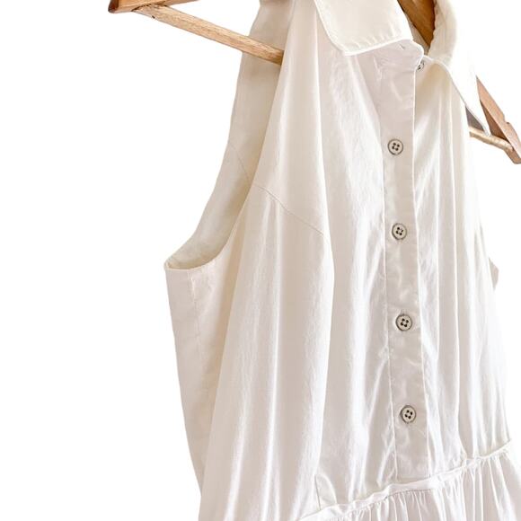 Shoshanna Collared Tiered Sleeveless Button Shirt Dress Fit and Flare White 4 - Picture 6 of 15